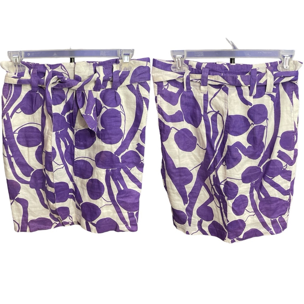 Zara Basic Purple & White Print Above the Knee Zip Front Skirt with Tie Belt XS